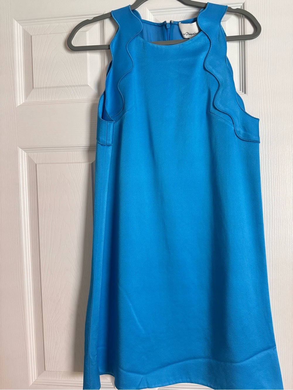3.1 Phillip Lim Electric Blue Scalloped Neckline Mini Dress